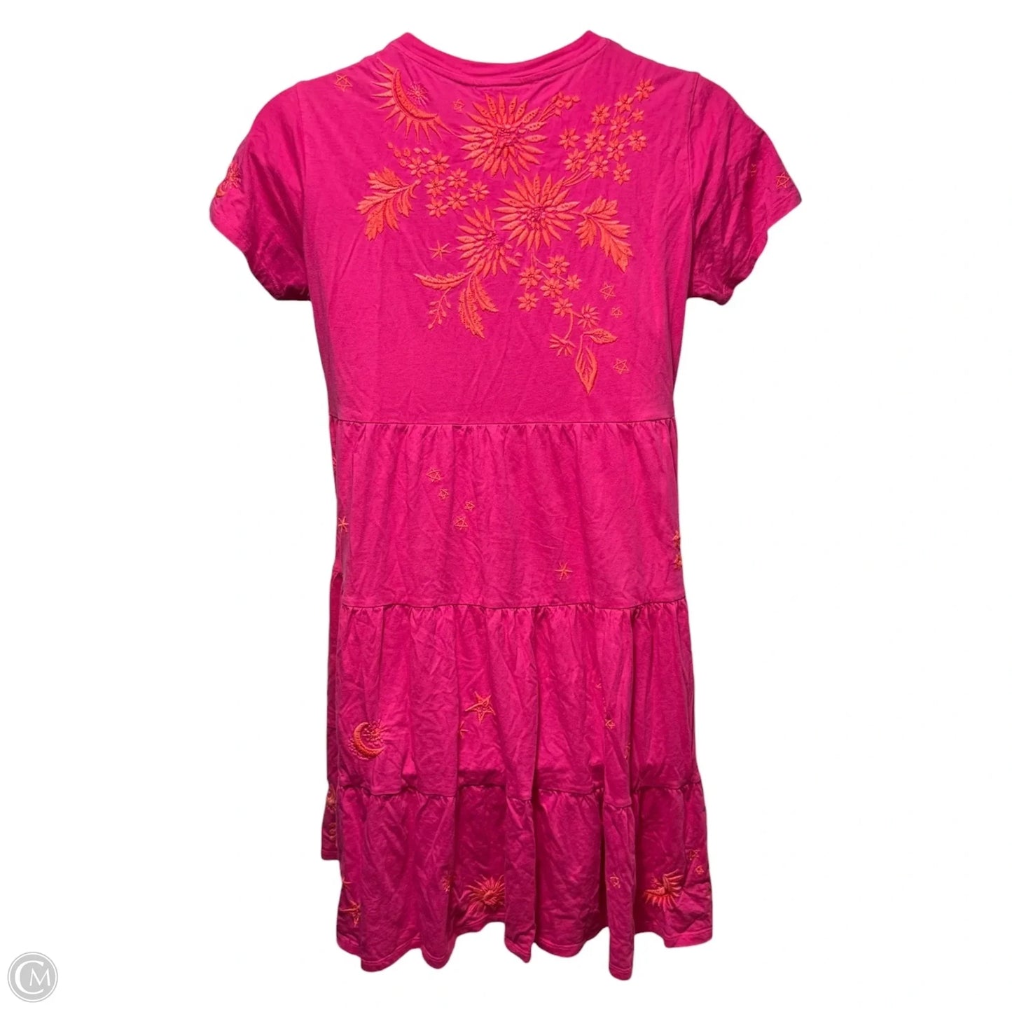 Oleander Tiered Embroidered T Shirt Dress By Johnny Was In Pink, Size: M