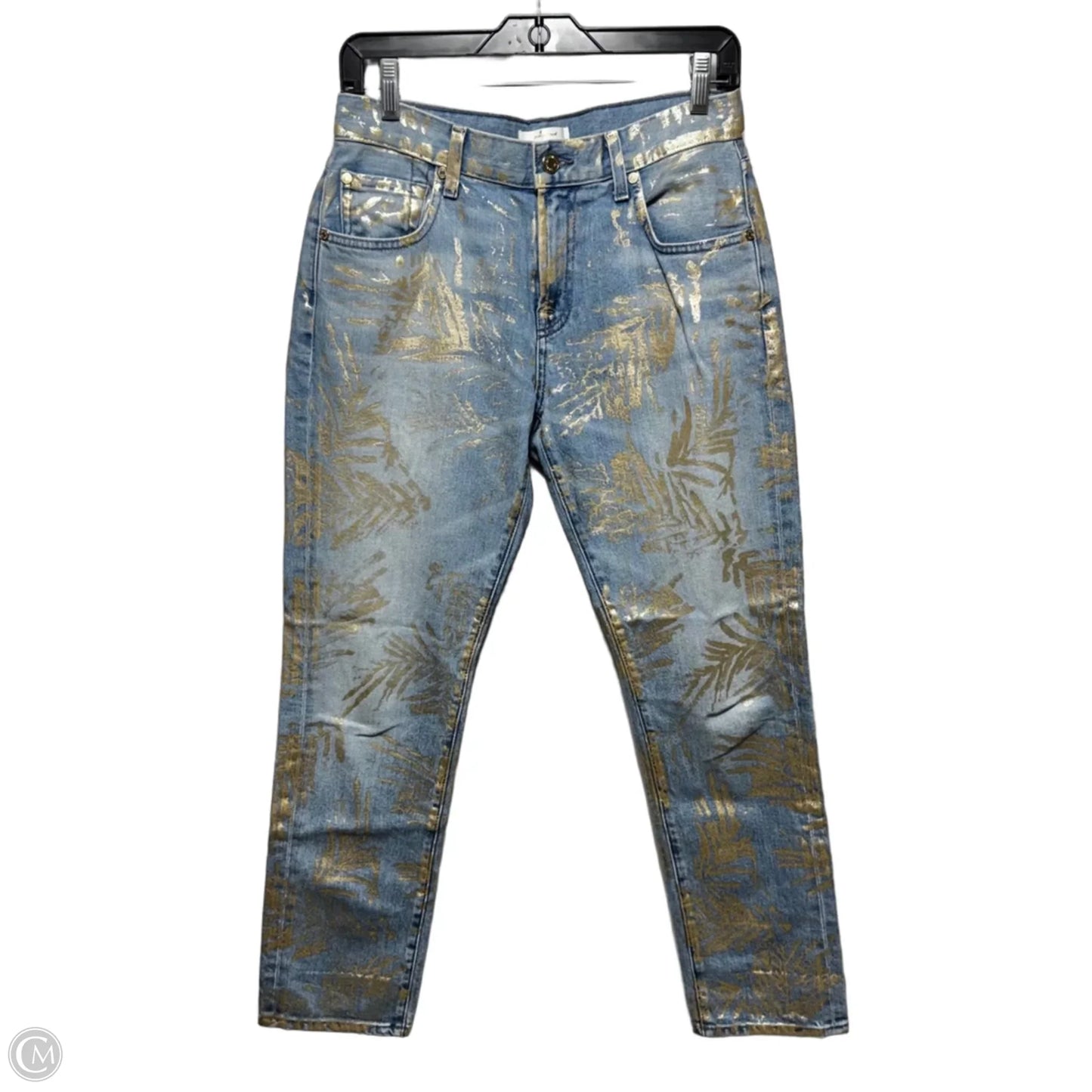 Metallic Printed Jeans Straight By 7 For All Mankind In Floral Print, Size: 2/26