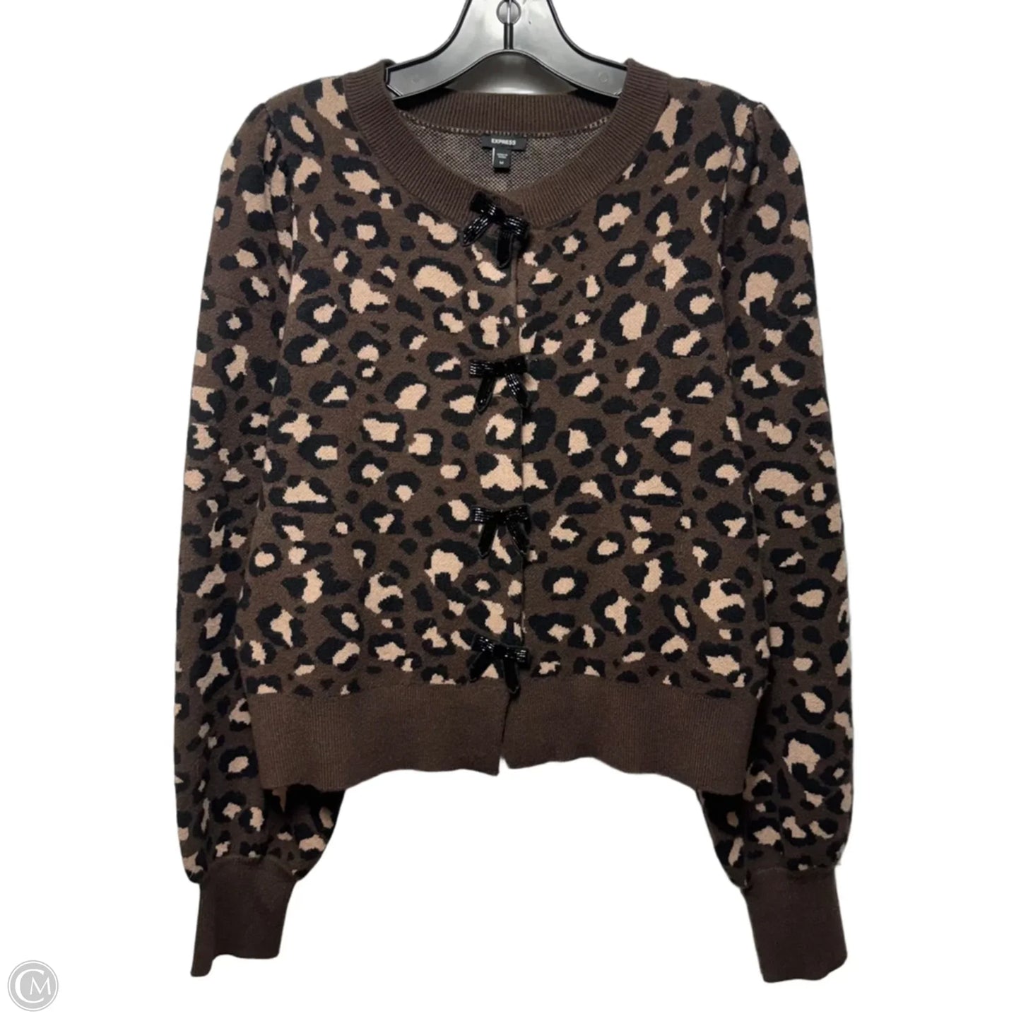 Sweater Cardigan By Express In Leopard Print, Size: M
