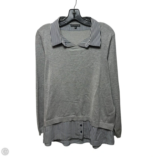 Top Long Sleeve By Adrianna Papell In Grey, Size: Xl