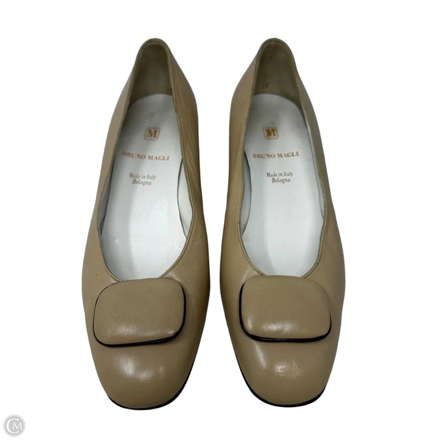 Vintage Block Heel Shoes By Bruno Magli In Tan, Size: 6.5 (37)