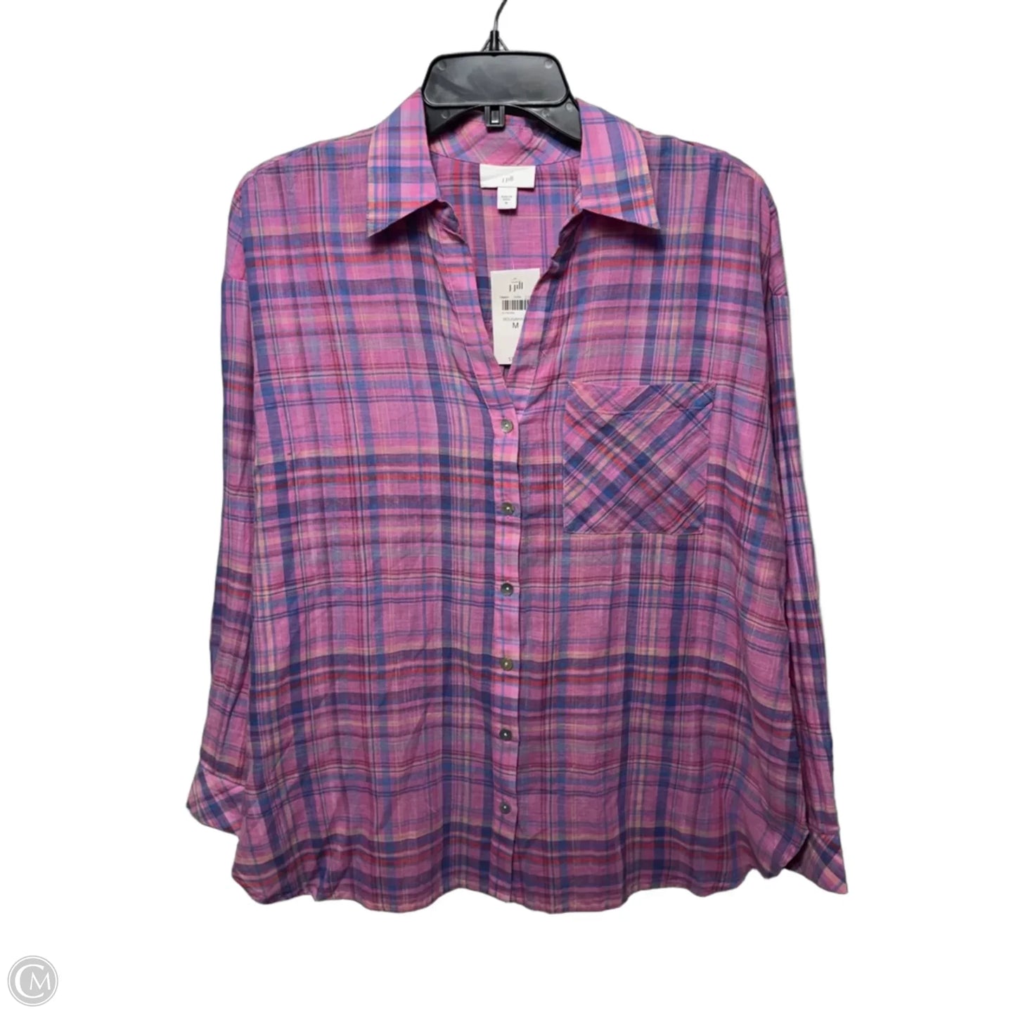 Top Long Sleeve By J. Jill In Plaid Pattern, Size: M