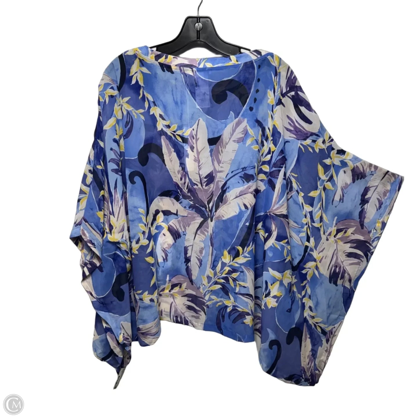Tropical Swirl Wast West Poncho By Chicos In Floral Print, Size: S/M