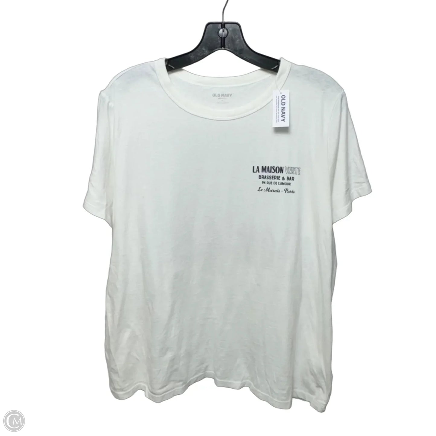 “La Maison Verte Brasserie & Bar“ Top Short Sleeve Basic By Old Navy In White, Size: Xl