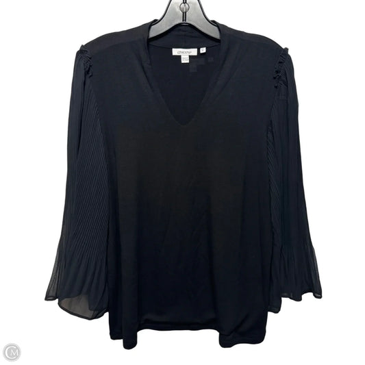 Sheer Pleated Sleeve Top Long Sleeve By Chicos In Black, Size: M