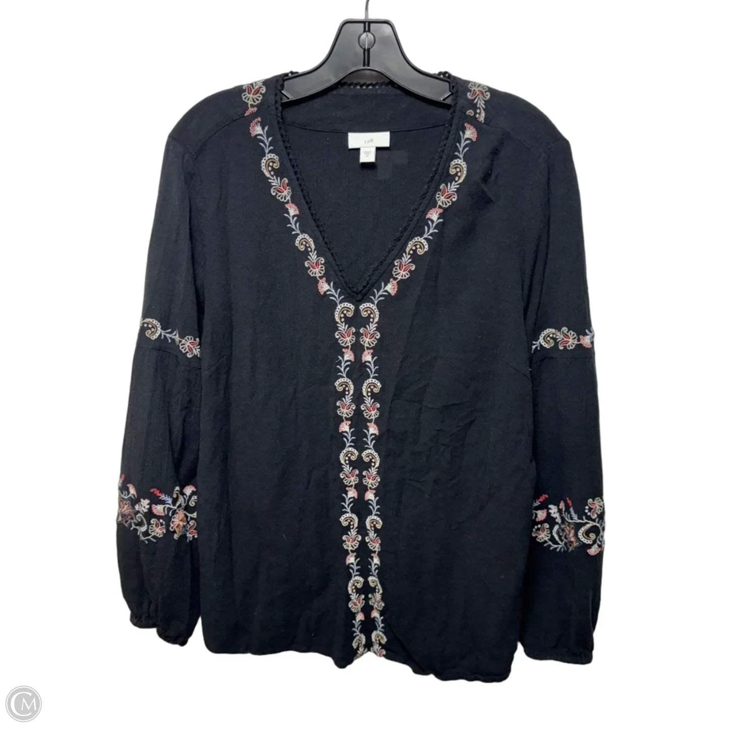 Top Long Sleeve By J. Jill In Floral Embroidery, Size: M