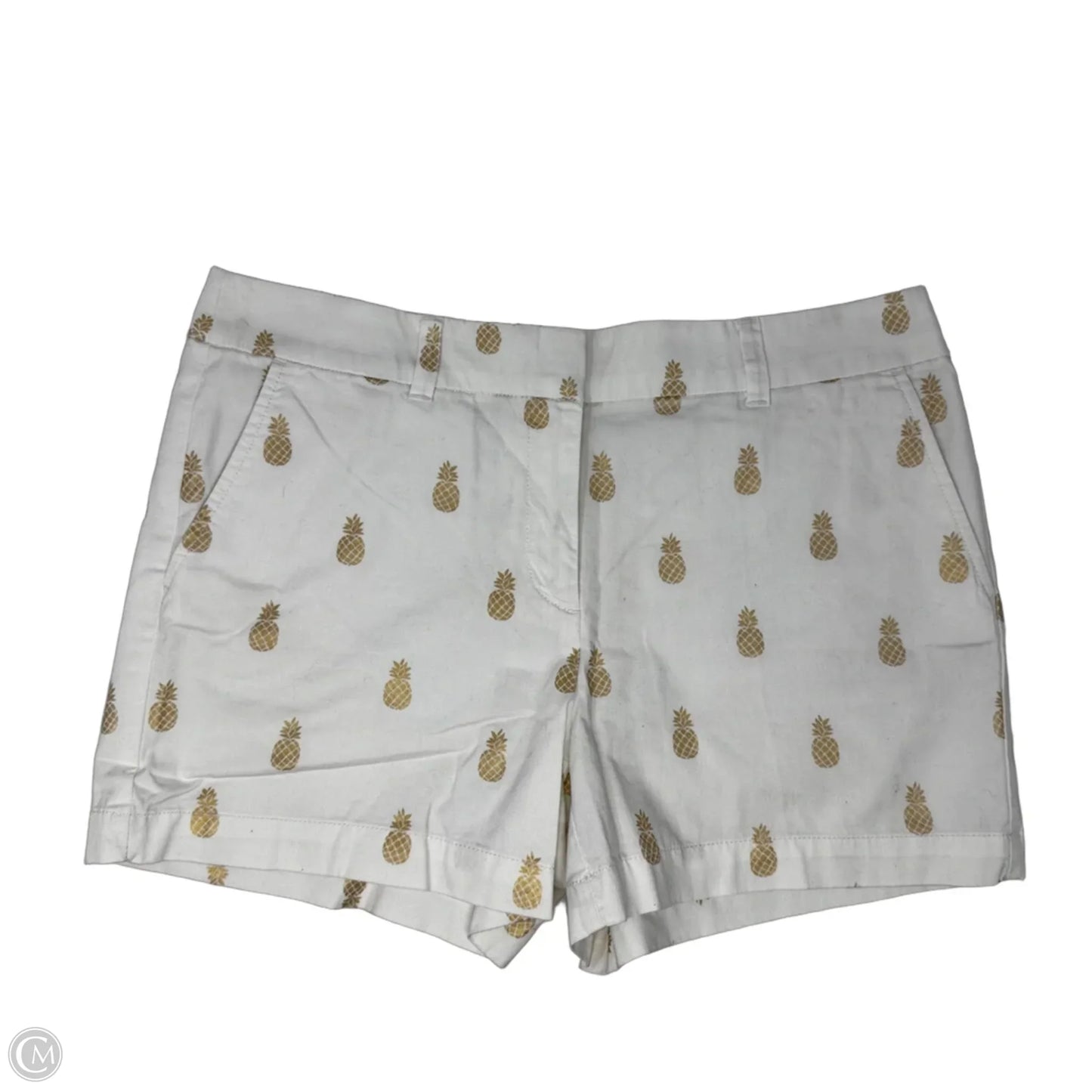 Pineapple Shorts By Loft In White and Gold, Size: 6