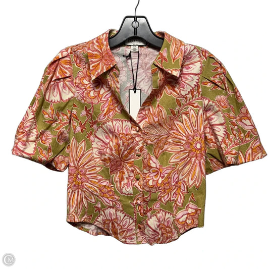 Cropped Top Short Sleeve By Bagatelle In Floral Print, Size: S