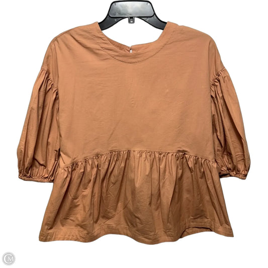 Top Short Sleeve By Prologue In Tan, Size: M