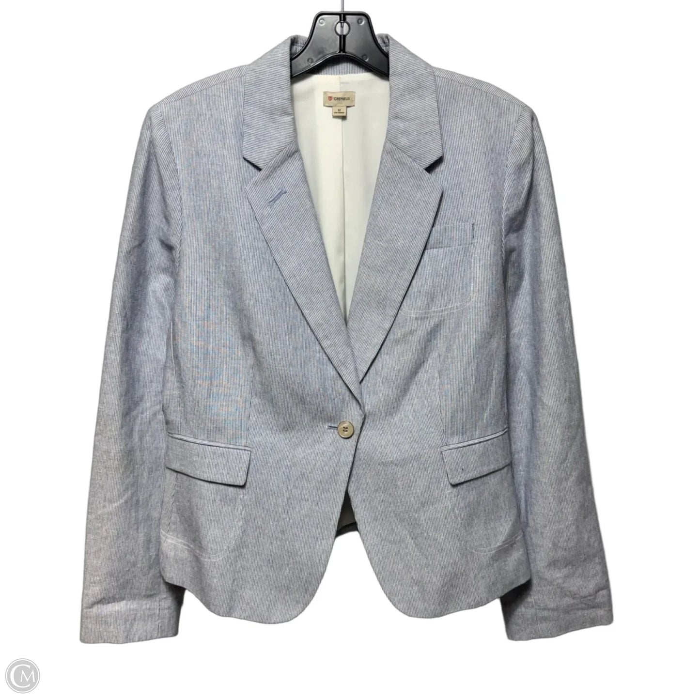 Linen Blend Blazer By Cremieux In Striped Pattern, Size: 12