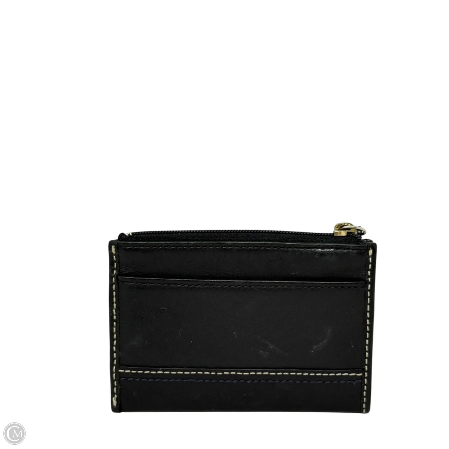 Stitched Signature Leather Coin Purse By Coach, Size: Small