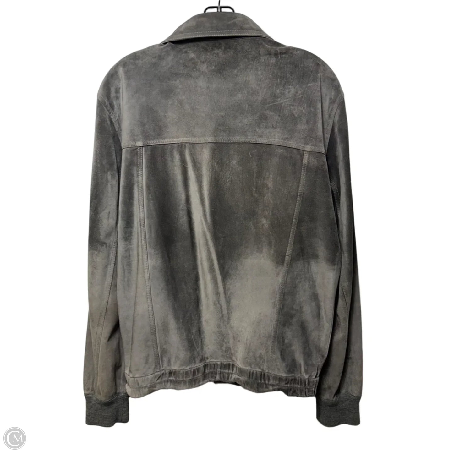 Vintage Reversible Suede Jacket Leather By Courtoué In Grey, Size: 10