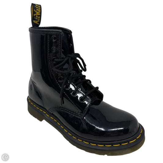 1460 Patent Leather Lace Up Boots Combat By Dr Martens In Black, Size: 8