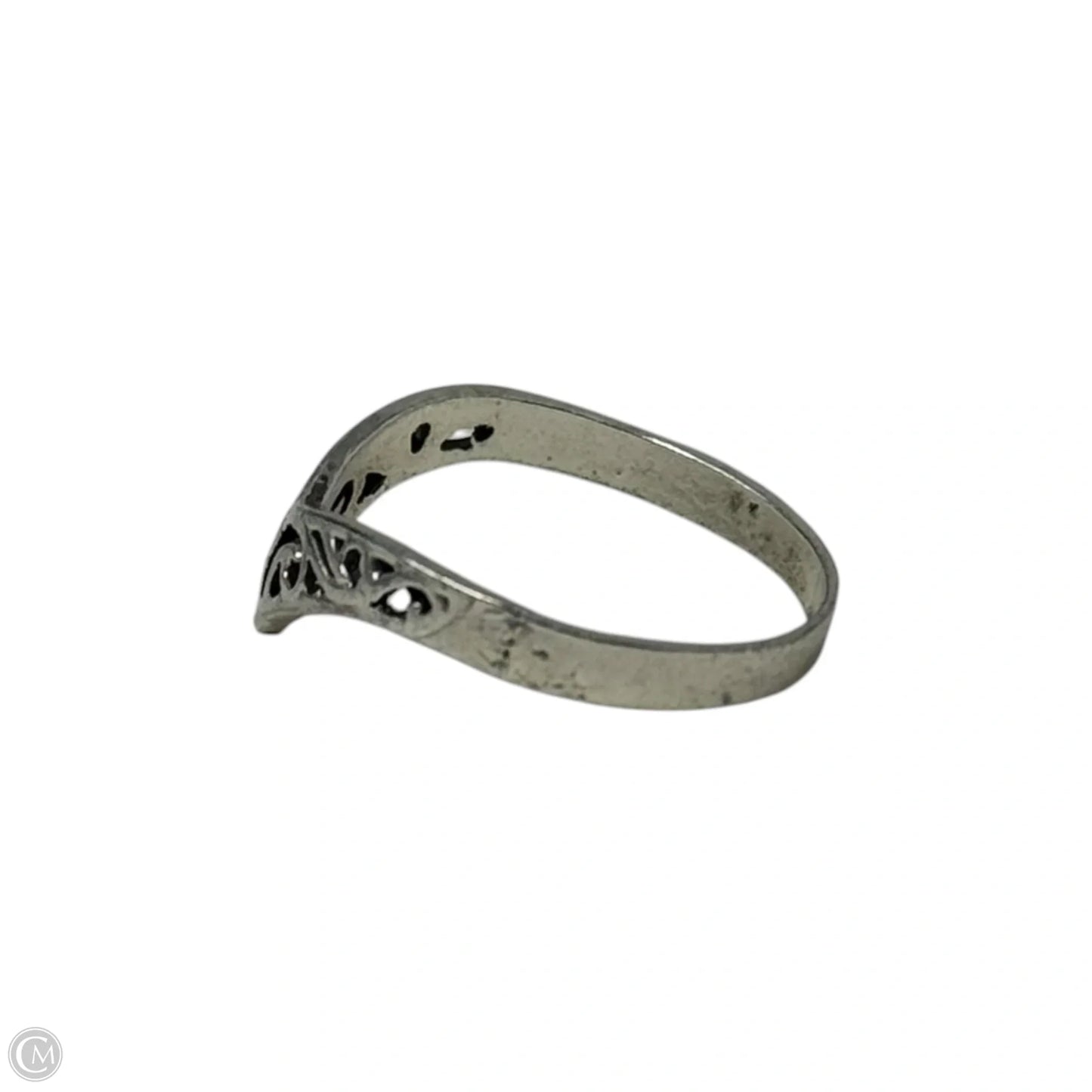 Openwork Silver Tone Ring, Size 8