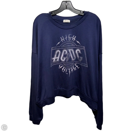 AC/DC Graphic Top Long Sleeve By Wst Cst In Blue, Size: Xl