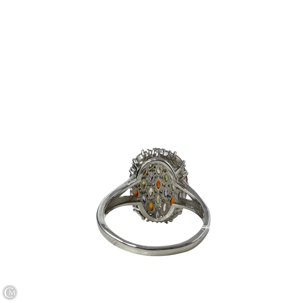 Sterling Silver Multicolor Gemstone Cluster Cocktail Ring, Size: 9