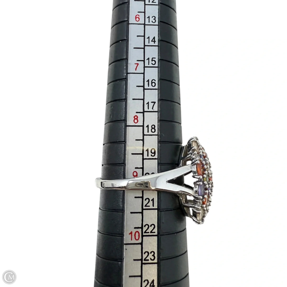Sterling Silver Multicolor Gemstone Cluster Cocktail Ring, Size: 9