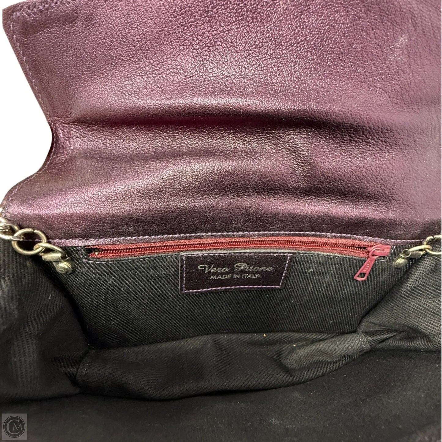 Python Leather Shoulder Bag, Clutch By Vero Pitone, Size: Small