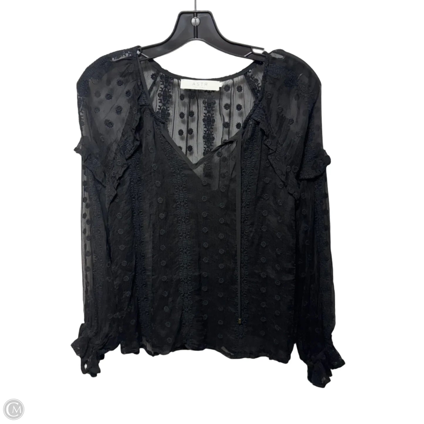 Top Long Sleeve By Astr In Black, Size: S