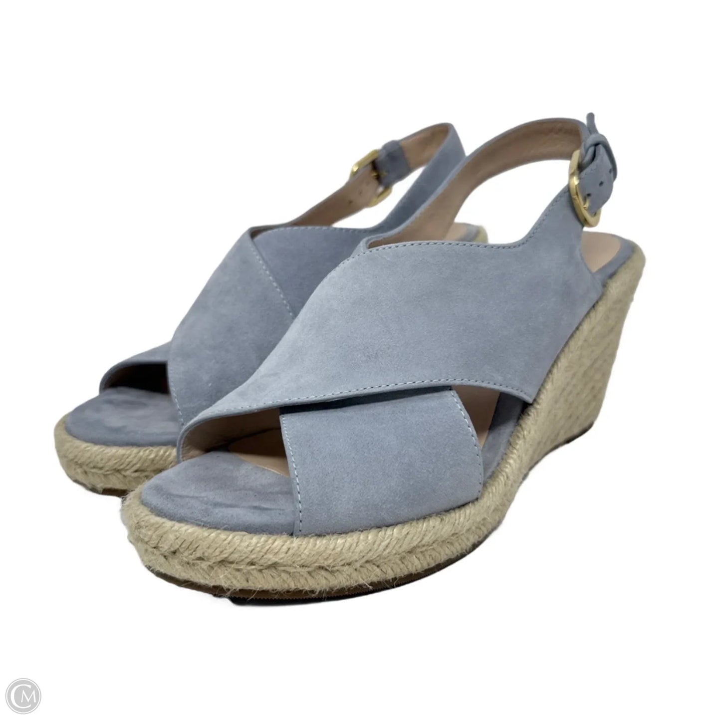 Paris Dovetail Suede Sandals Designer By Stuart Weitzman In Blue, Size: 8