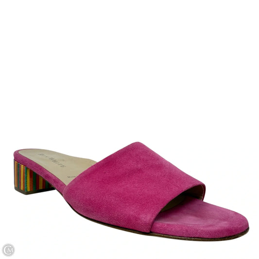 Suede Striped Block Heel Mule Sandals By Ron White In Pink, Size: 8.5