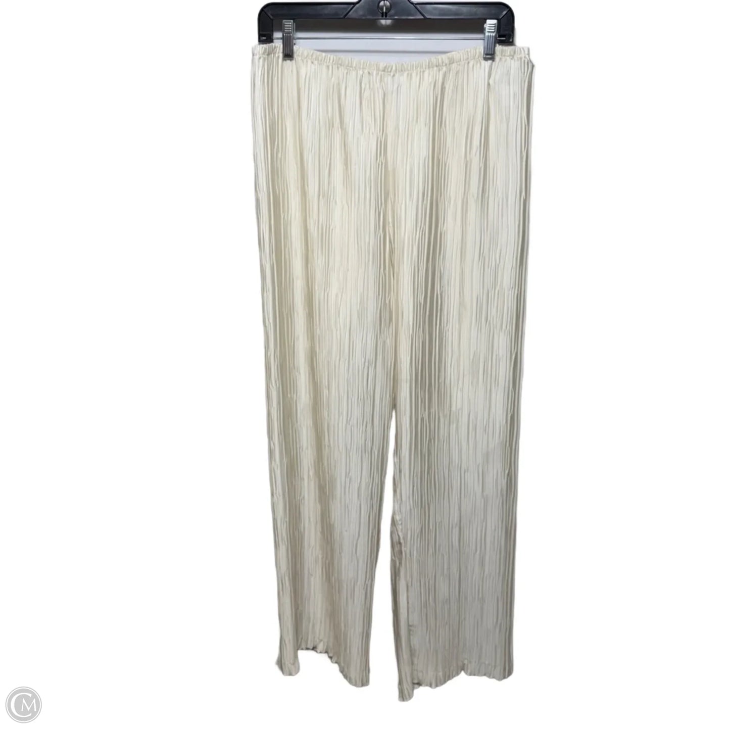 Plissé Wide Leg Pants By Caroline Rose In Ivory, Size: XL