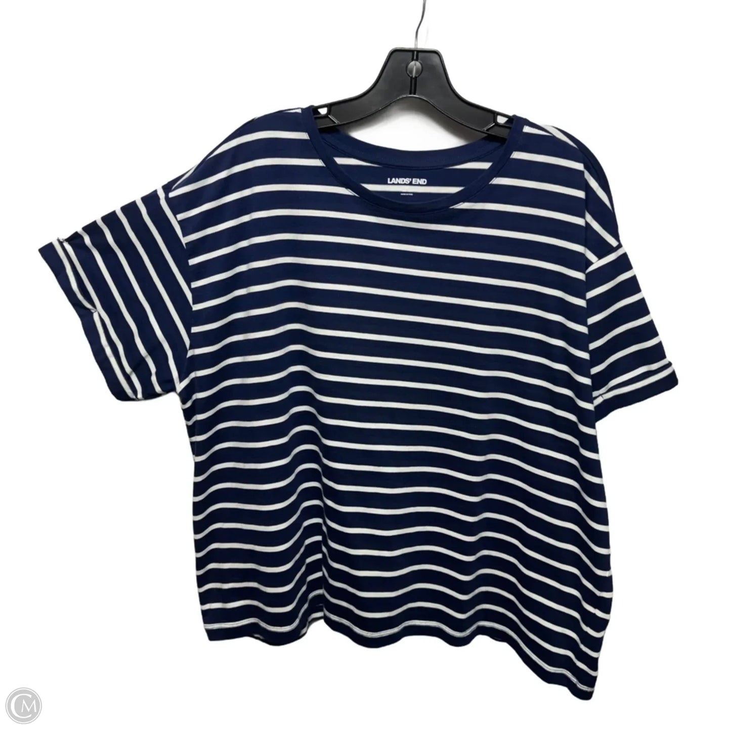 Top Short Sleeve Basic By Lands End In Striped Pattern, Size: 1x