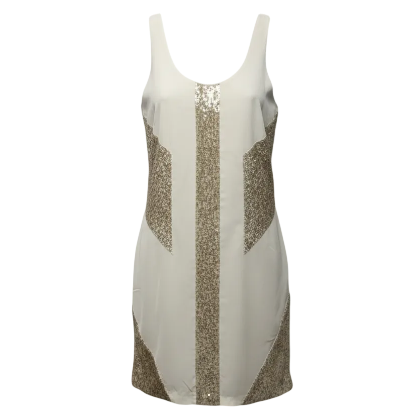 Beaded Sheath Dress Party Short By Armani Exchange In Cream, Size: 0