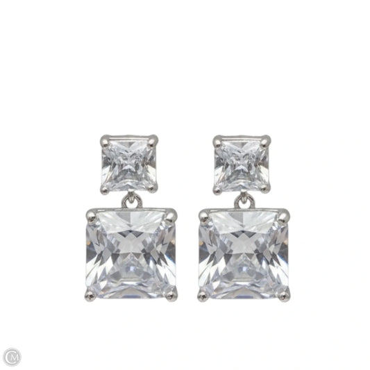 Clear CZ Double Drop Earrings