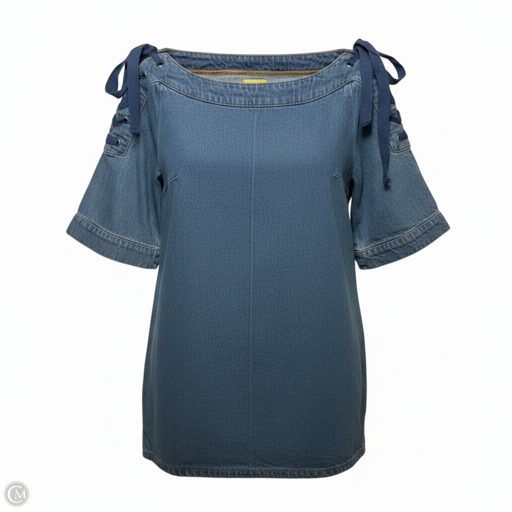 Denim Lace-Up Shift Dress By Maeve In Blue Denim, Size: S