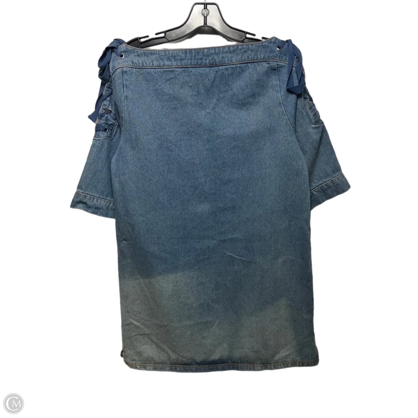 Denim Lace-Up Shift Dress By Maeve In Blue Denim, Size: S