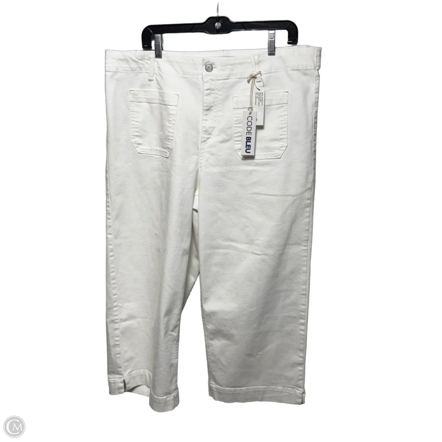 Jeans Wide Leg Crop By Code Blue In Bright White, Size: 16
