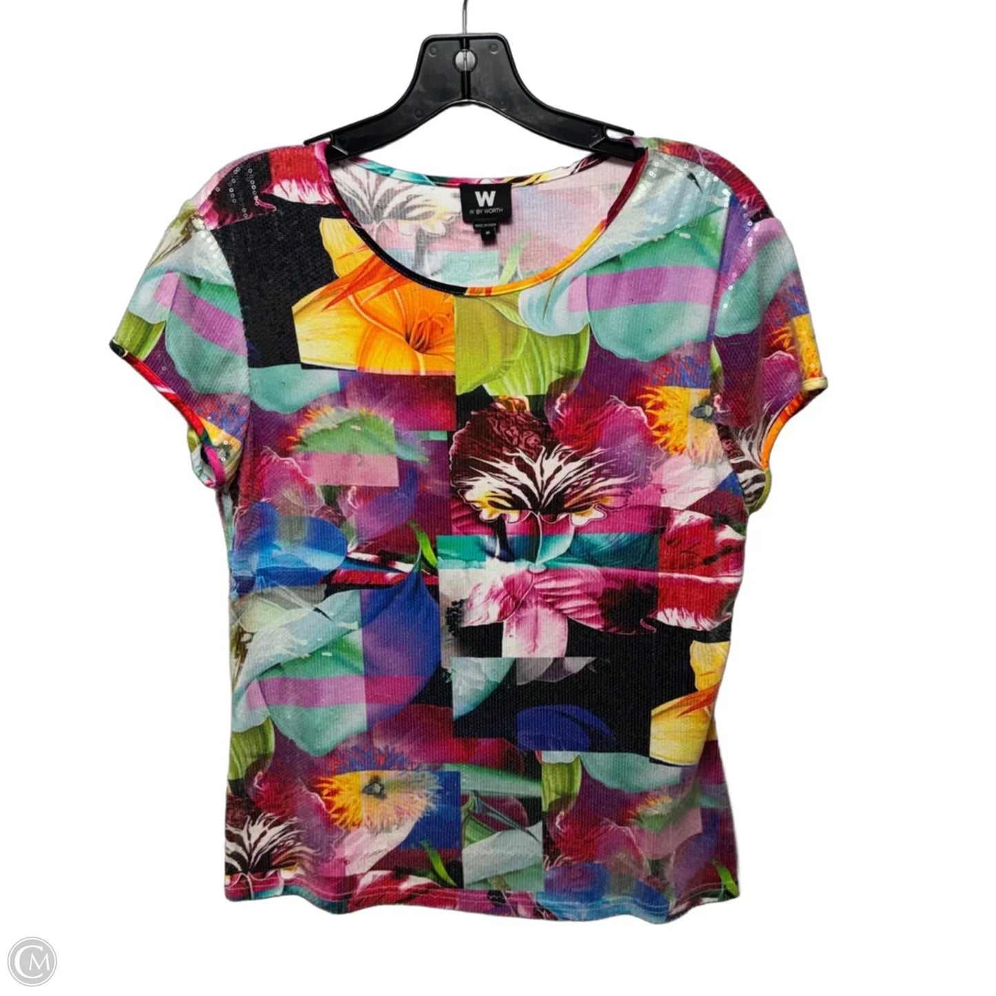 Top Short Sleeve By Worth Ny In Tropical Print, Size: M