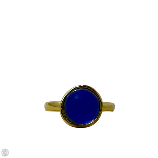 Lucite Mini Sphere Ring (Light Blue/Gold) By Alexis Bittar, Size: 5.5