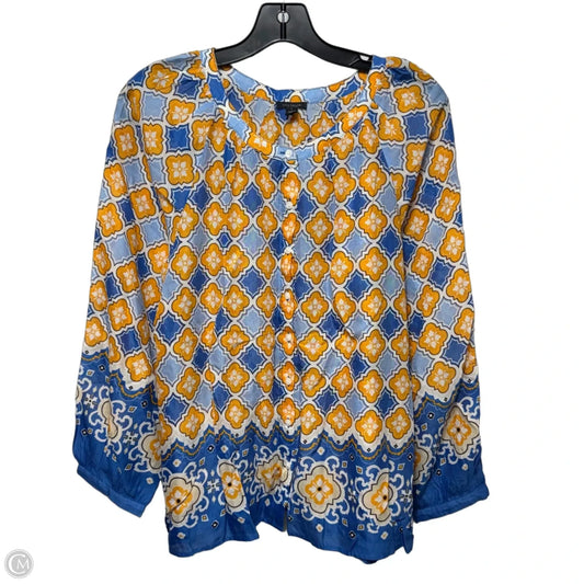 Top Long Sleeve By Ann Taylor In Blue & Gold, Size: L