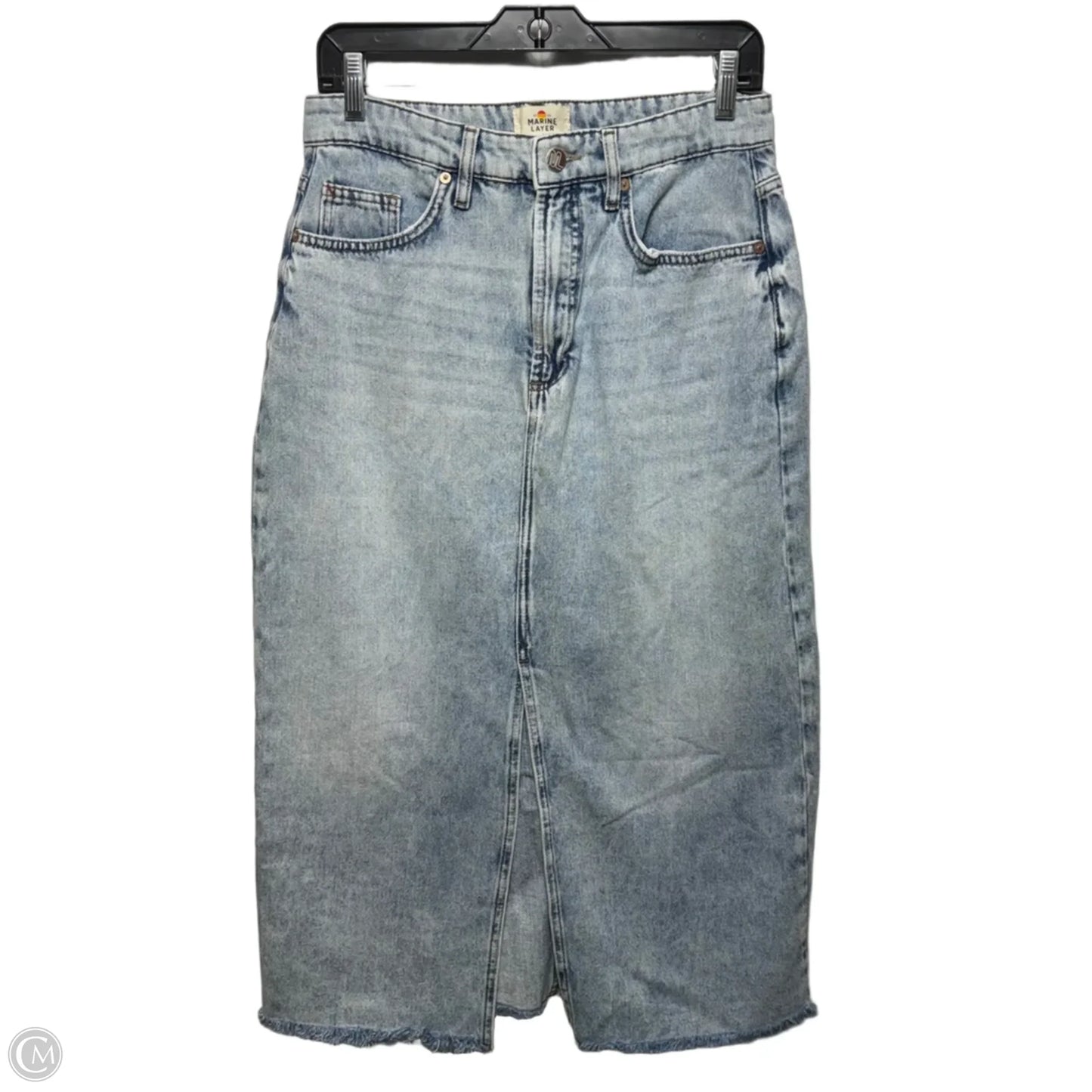 Front Slit Skirt Maxi By Marine Layer In Blue Denim, Size: 8