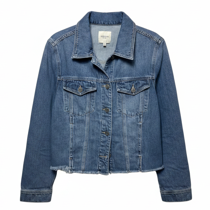 Frayed Hem Jacket Denim By Hidden In Blue Denim, Size: M