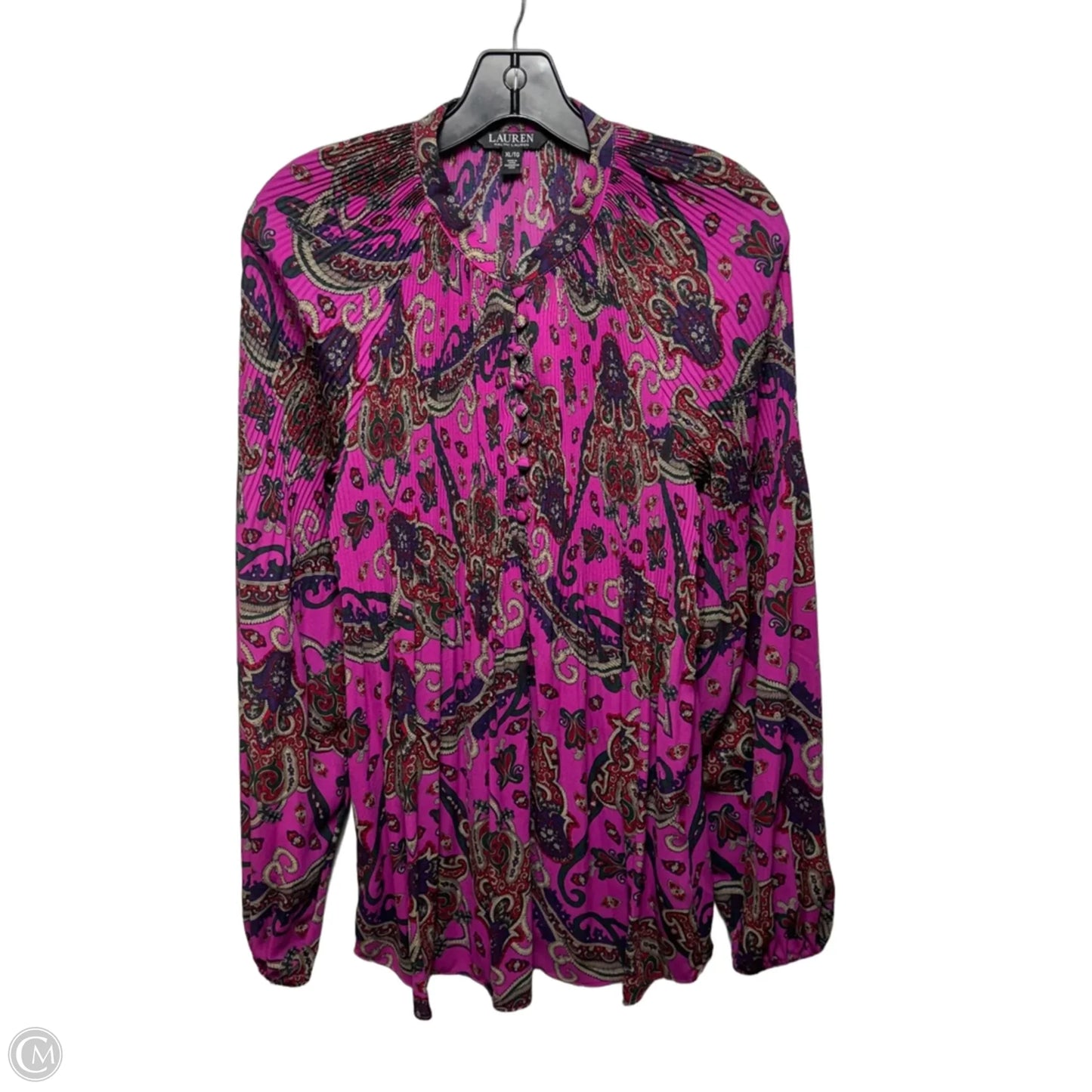 Blouse Long Sleeve By Lauren By Ralph Lauren In Paisley Print, Size: Xl