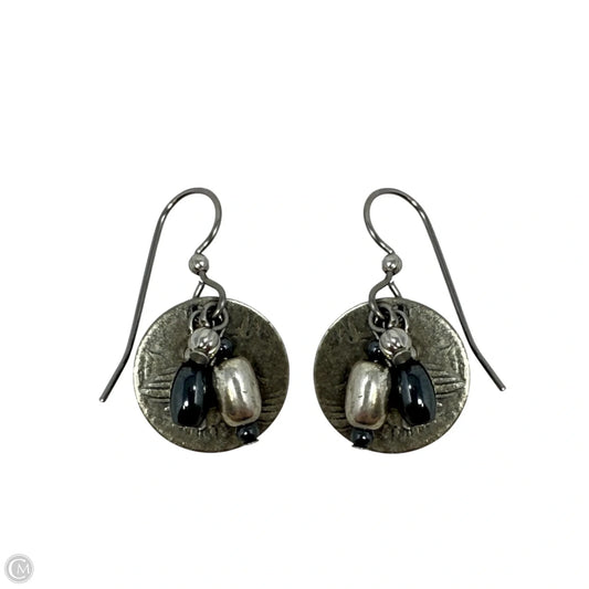 Beaded & Stamped Metal Disc Dangle Earrings