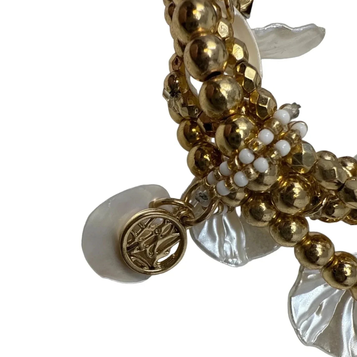 5 Strand Gold Tone & Shell Beaded Stretch Bracelet Set Bu Lilly Pulitzer