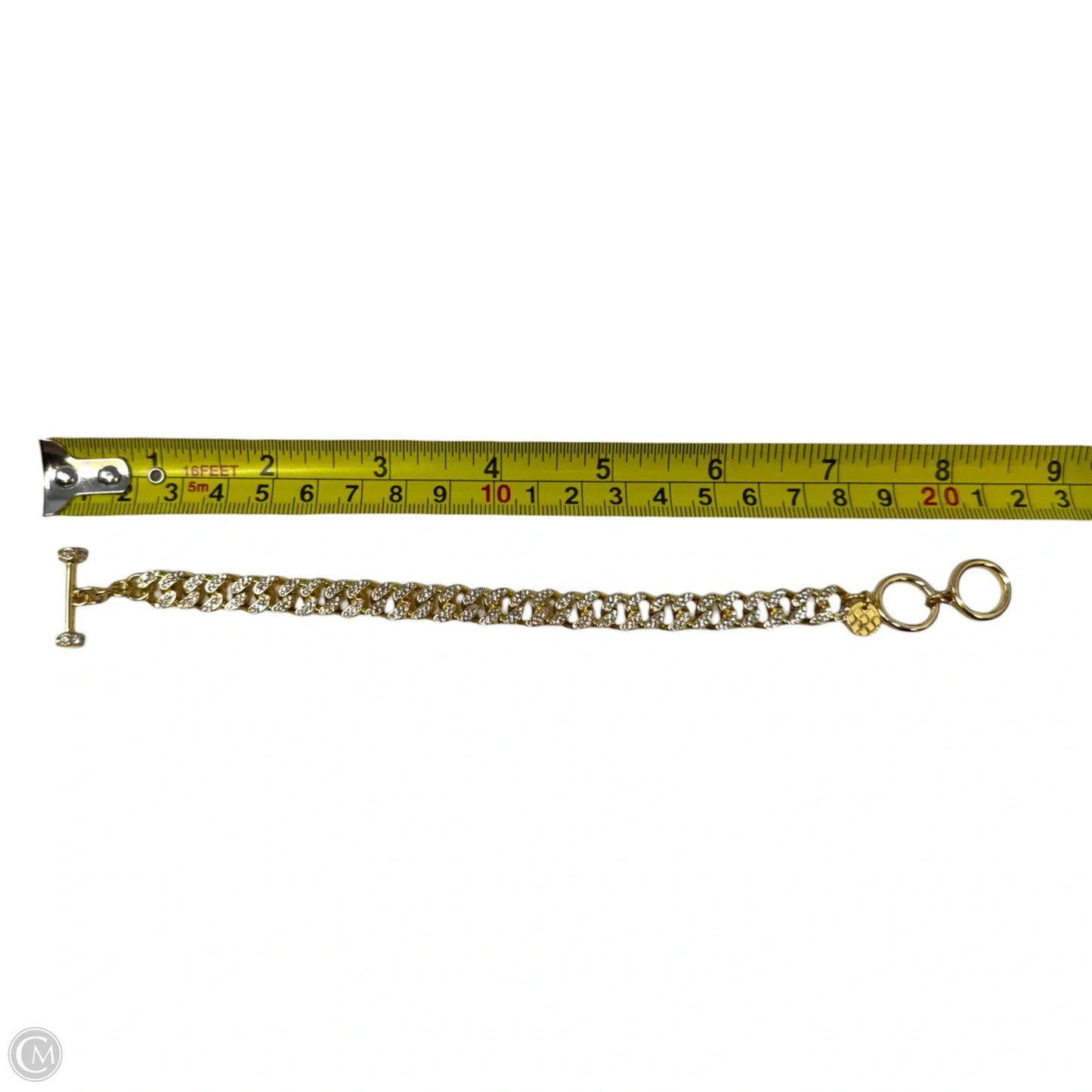 Embellished Gold Tone Curb Chain Bracelet By Talbots