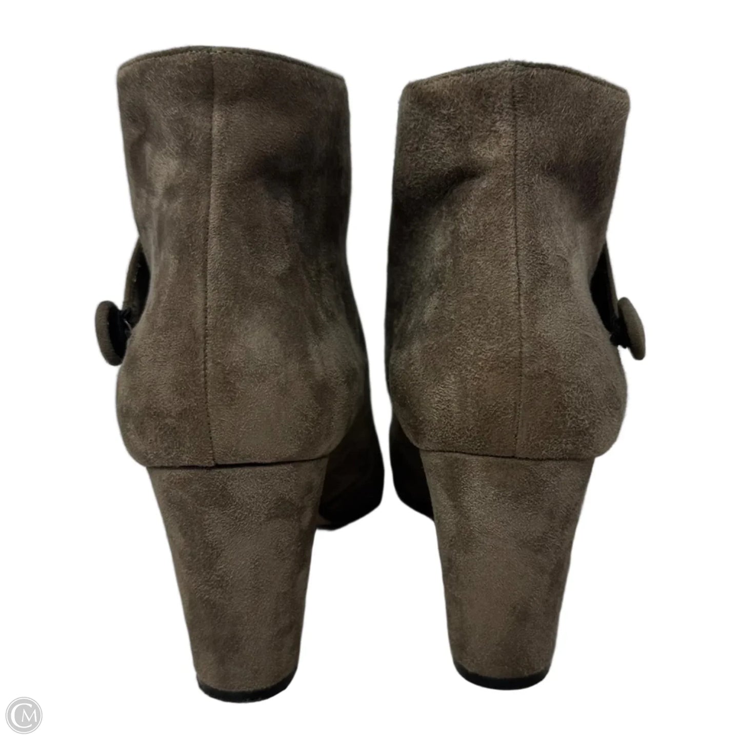 Diaz Suede Ankle Boots Luxury Designer By Manolo Blahnik In Taupe, Size: 7 (37)