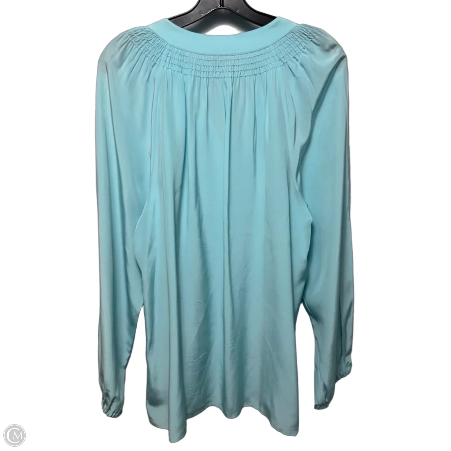 Silk Blouse Designer By Lilly Pulitzer In Aqua, Size: Xl