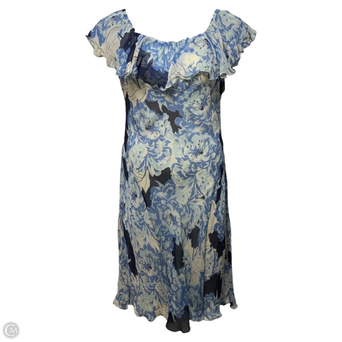 Dress Casual Midi By Polo Ralph Lauren In Blue & Cream, Size: 12