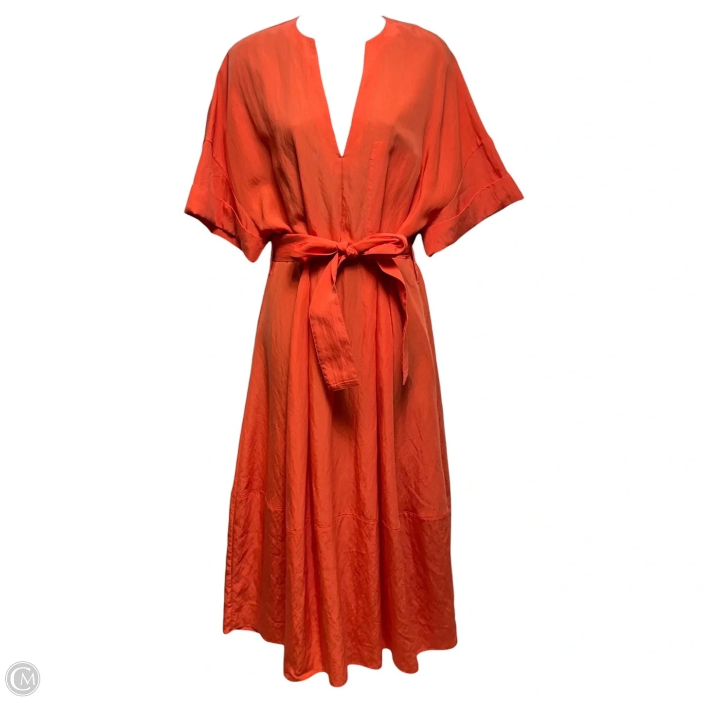 Cuffed Short Sleeve Maxi Dress By Vince In Orange, Size: S