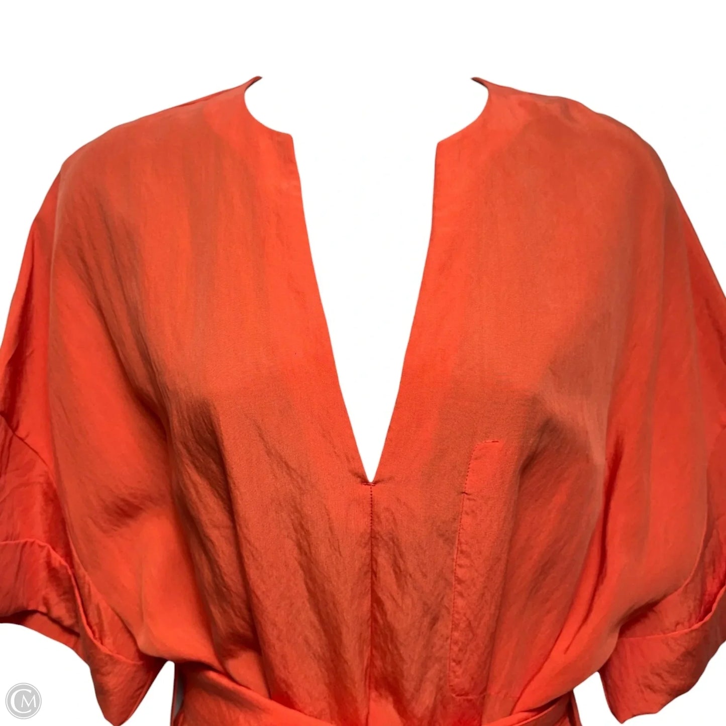 Cuffed Short Sleeve Maxi Dress By Vince In Orange, Size: S
