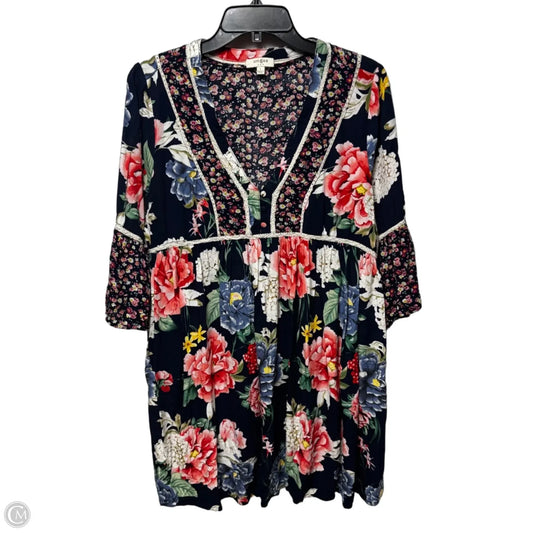 Tunic 3/4 Sleeve By Umgee In Floral Print, Size: L