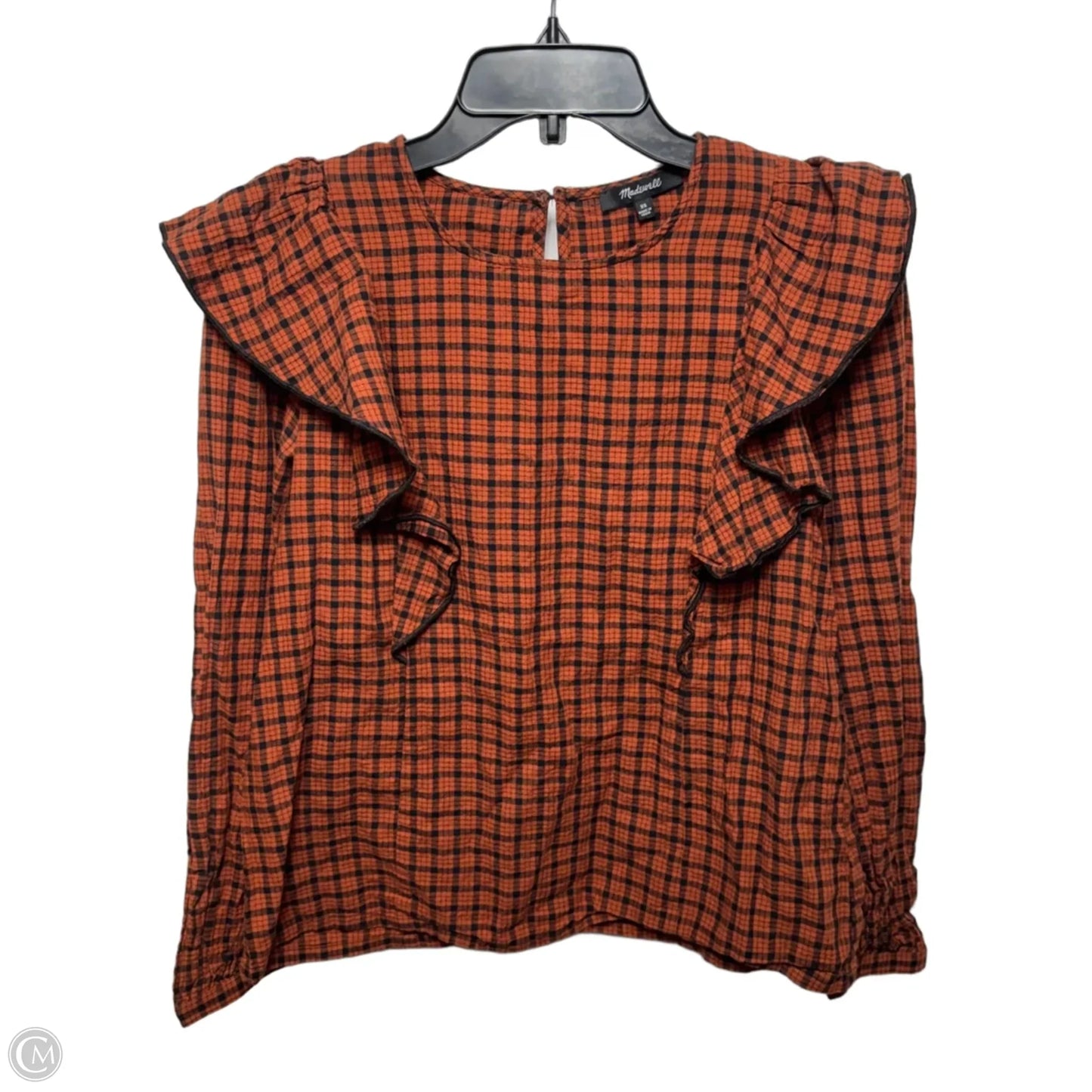 Top Long Sleeve By Madewell In Plaid Pattern, Size: Xs