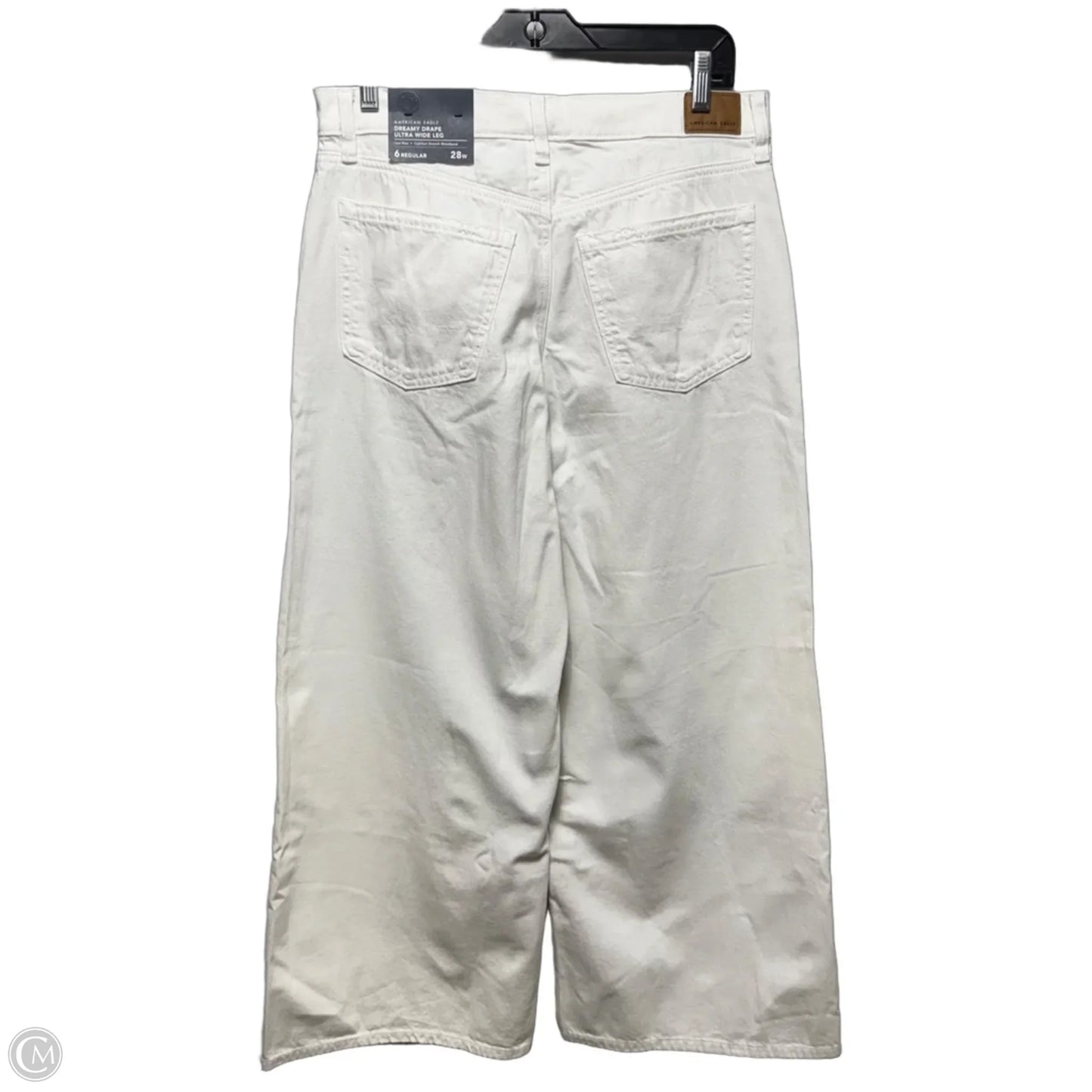 Low Rise Dreamy Drape Jeans Wide Leg By American Eagle In White Denim, Size: 6/28