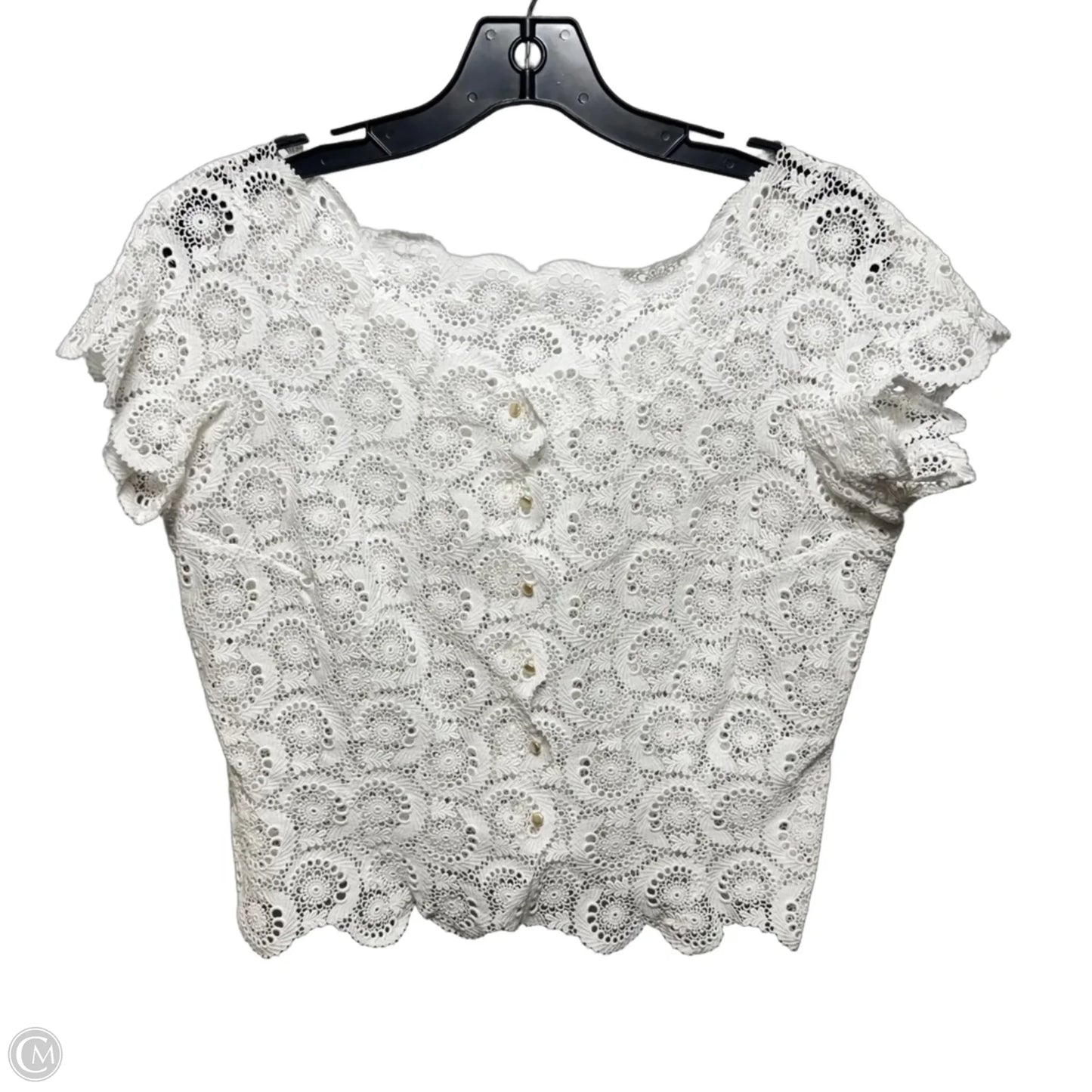 Crochet Top Short Sleeve Unbranded In White, Size: M (estimated)
